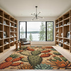 Desert Cactus Orange Bloom Garden Rug