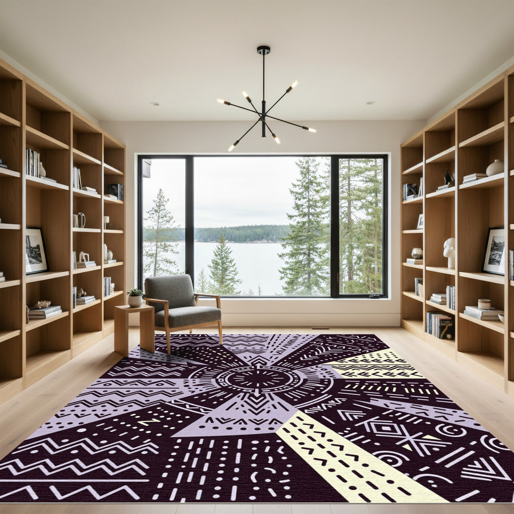 Geometric Sunburst Boho Tribal Rug