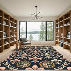 Regal Pink Floral Crested Damask Rug