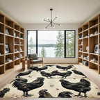 Vintage Monochrome Black Rooster Farmhouse Art Rug