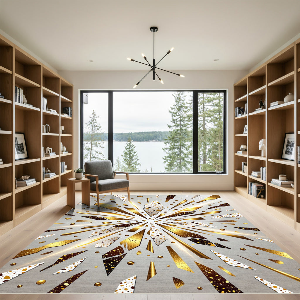 Golden Exploding Fragments Geometric Rug
