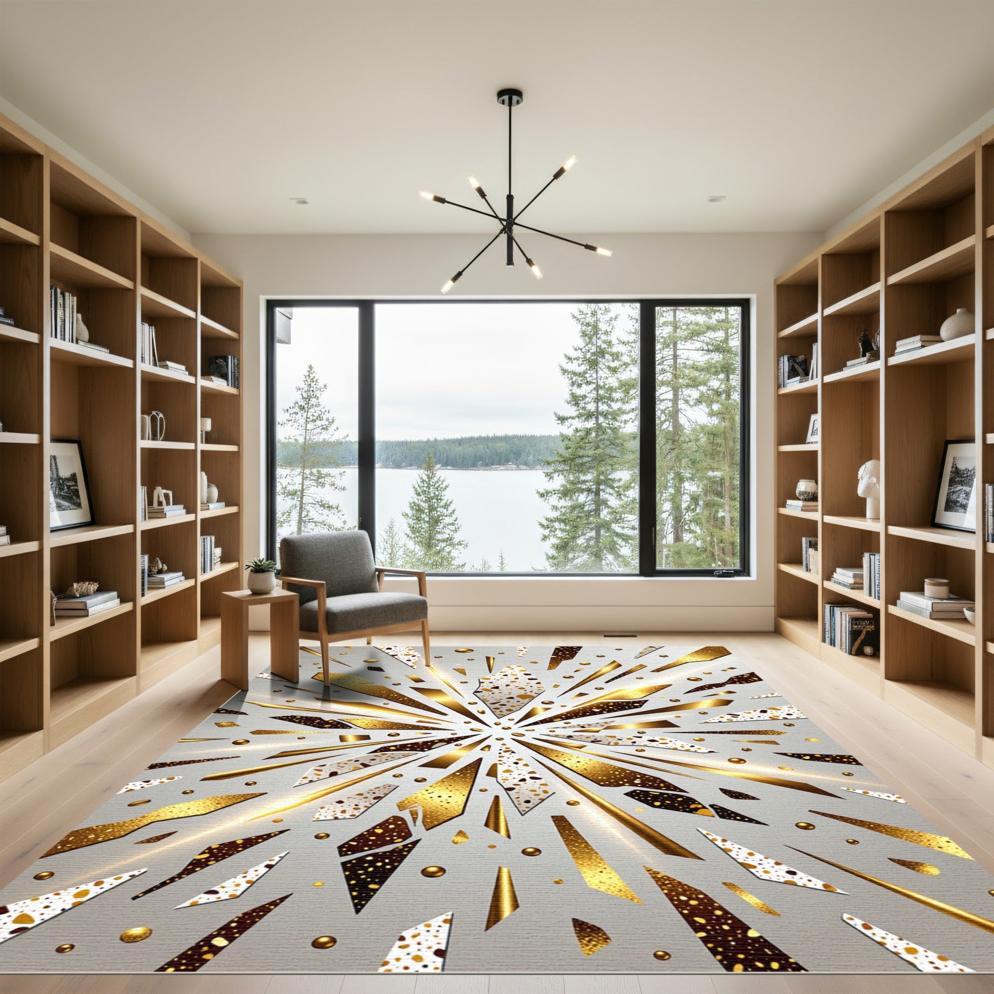 Golden Exploding Fragments Geometric Rug