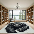 Intense Monochrome Silverback Gorilla Portrait Rug