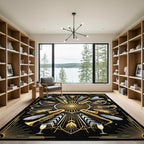 Art Deco Gold Jazz Instrument Medallion Rug
