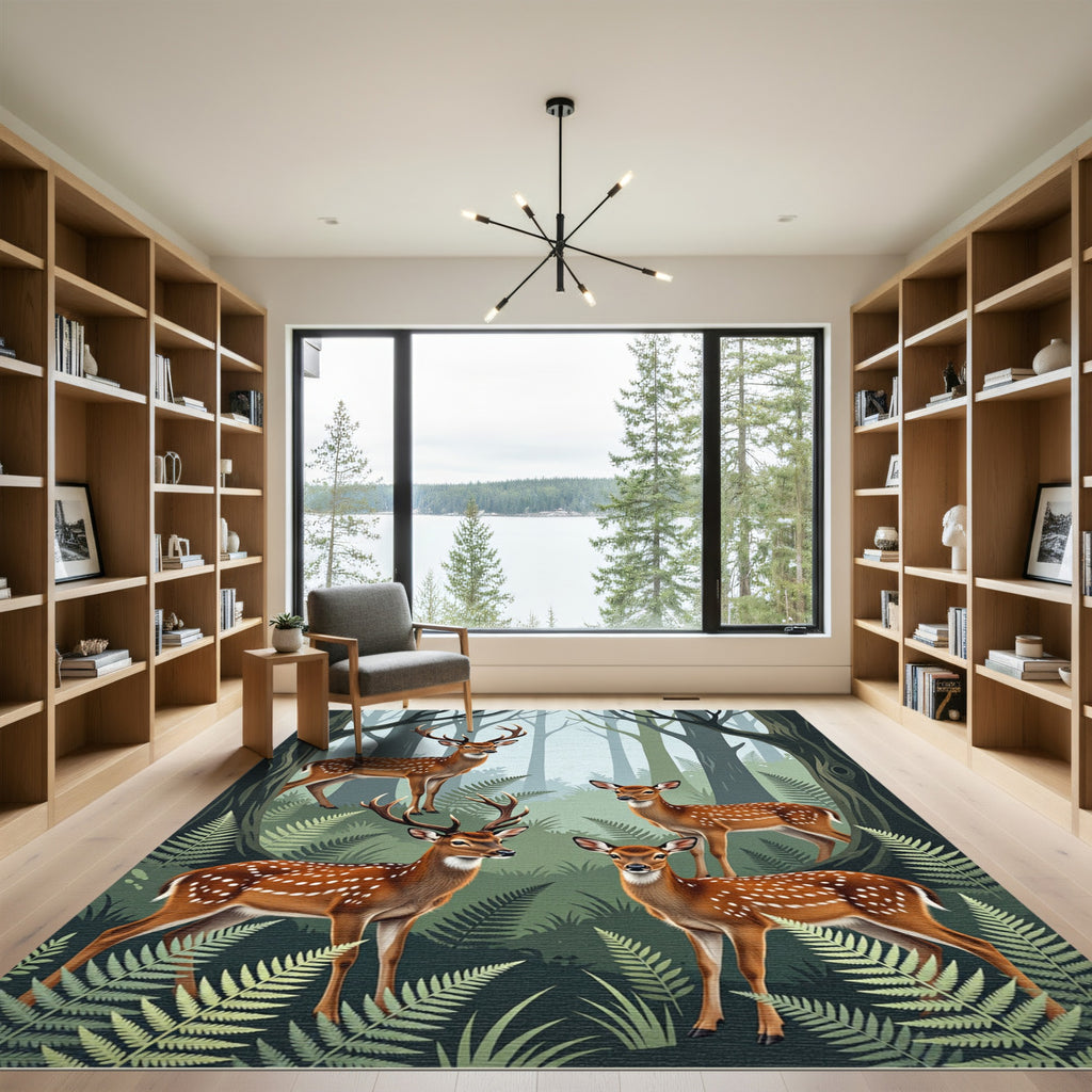 Majestic Fallow Deer Forest Glade Rug