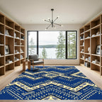 Indigo Geometric Zigzag Diamond Accents Rug