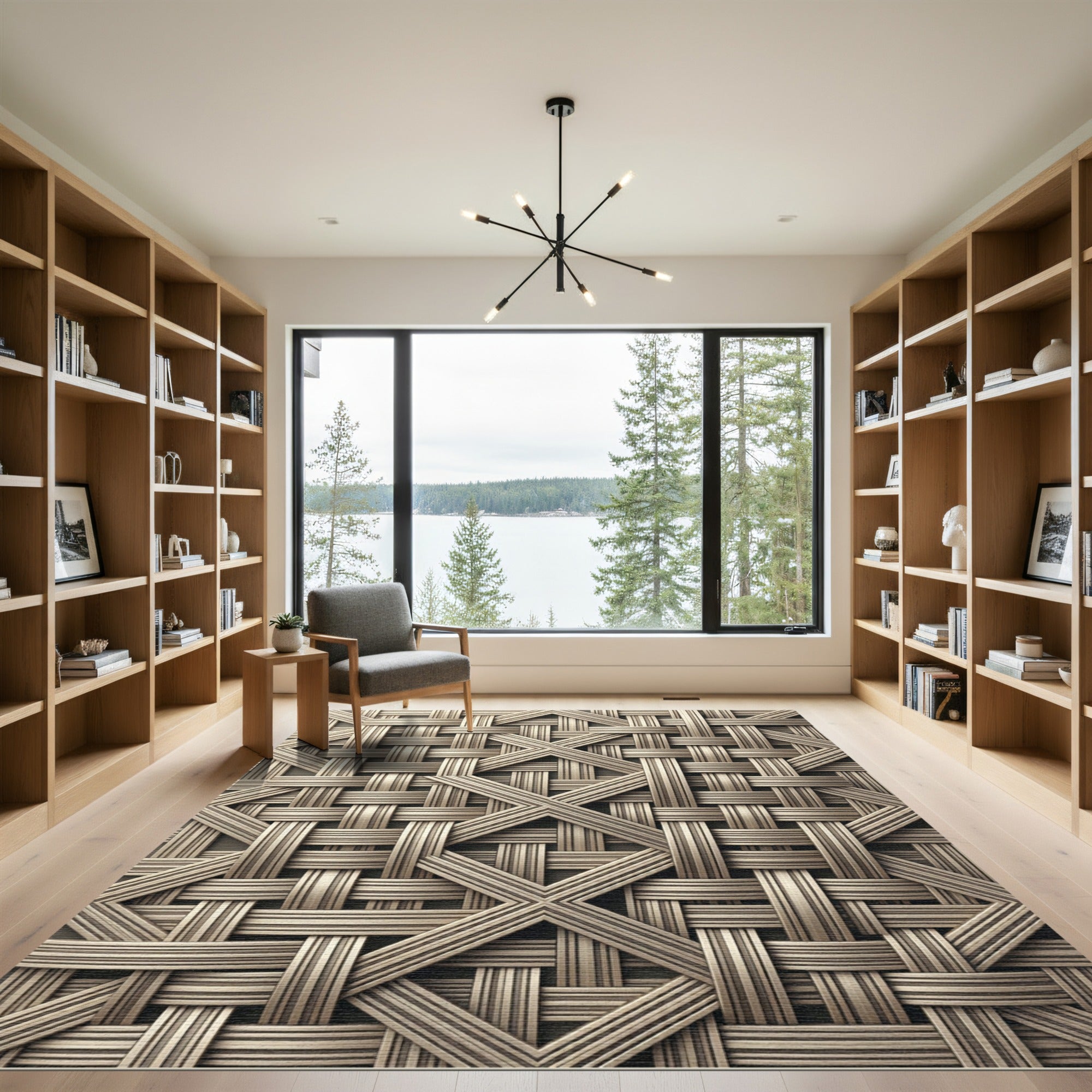 Natural Woven Geometric Diamond Rug