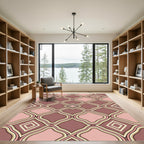 Dusty Rose Geometric Quatrefoil Lattice Rug