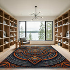 Bold Orange Geometric Sunburst Rug