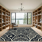 Midnight Ivory Geometric Floral Archways Rug