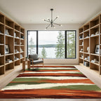 Earthy Forest Brushstroke Striped Area Rug