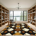 Rustic Earthy Diamond Tile Rug