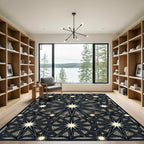 Dark Geometric Starburst Arrangement Rug