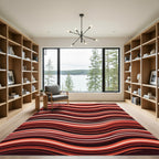 Crimson Red Wavy Stripe Rug