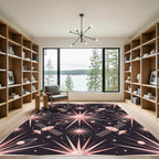 Rose Gold Space Satellite Starburst Rug
