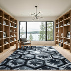 Monochrome Geometric Hexagon Frost Shards Rug