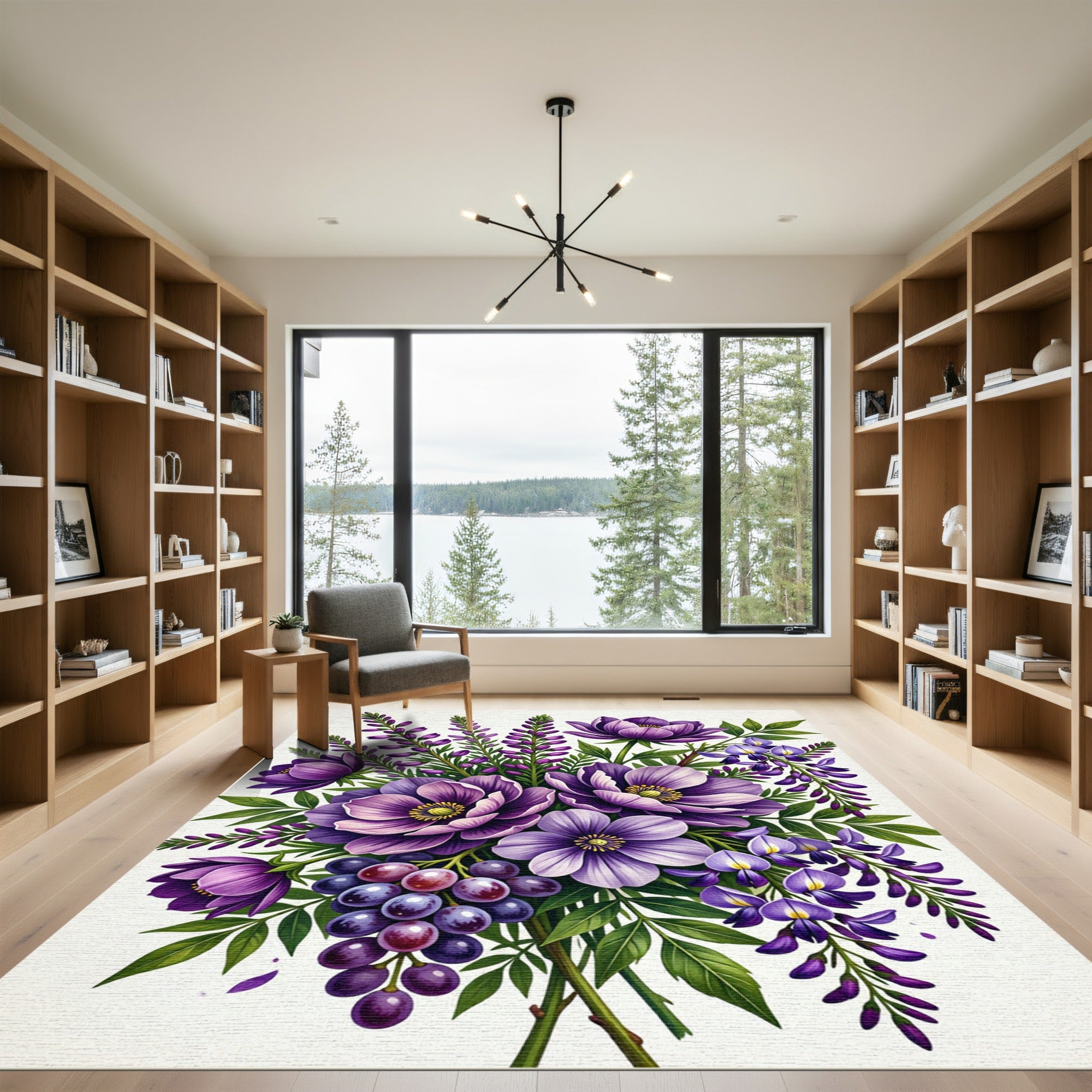 Vibrant Purple Floral Grape Arrangement Rug