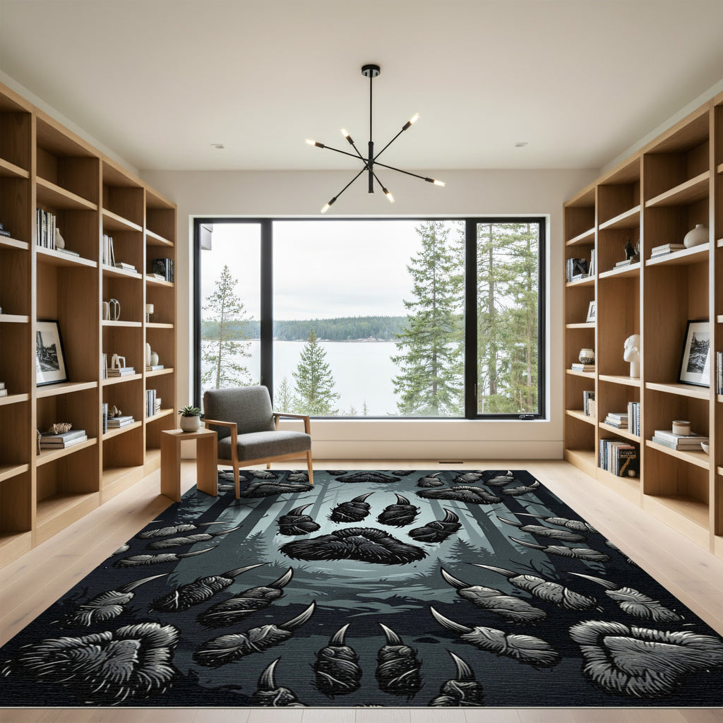Dark Forest Claw Print Scatter Rug