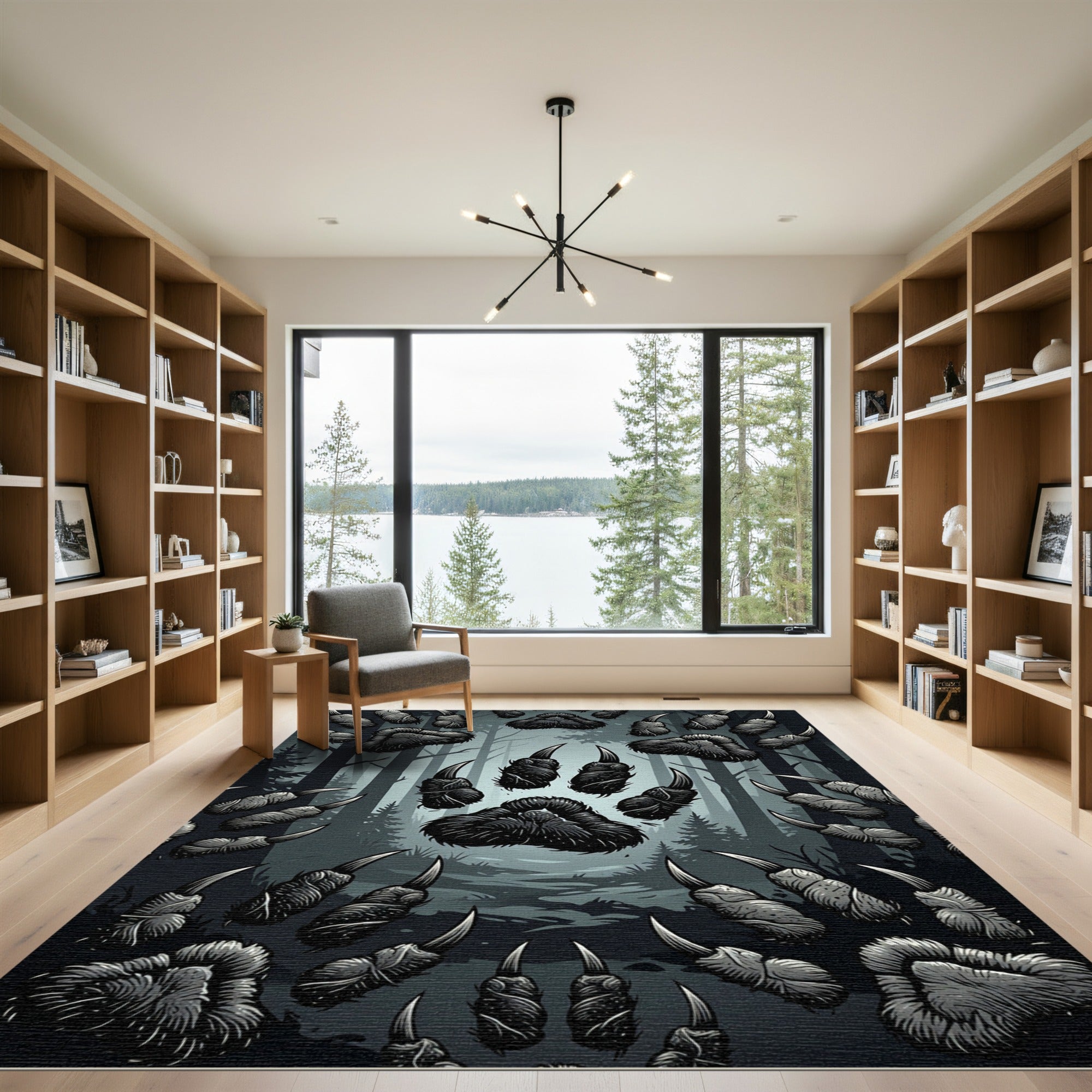 Dark Forest Claw Print Scatter Rug