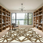 Golden Interlocking Geometric Net Rug