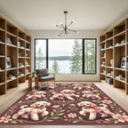 Whimsical Poodle Floral Cocoa Garden Rug
