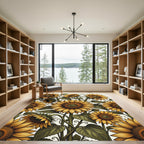 Golden Sunflower Floral Meadow Rug