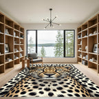 Stunning Leopard Face Golden Animal Art Rug