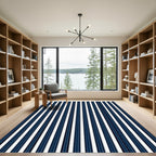 Navy White Pinstripe Elevation Rug