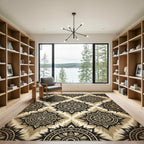 Black Golden Sunburst Ethnic Rug