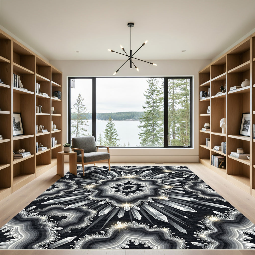 Shimmering Crystal Aggregate Symmetrical Radiance Rug