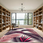 Plum Pink Palm Frond Tropical Vista Rug