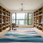 Ethereal Pink Mountain Sunset Landscape Rug