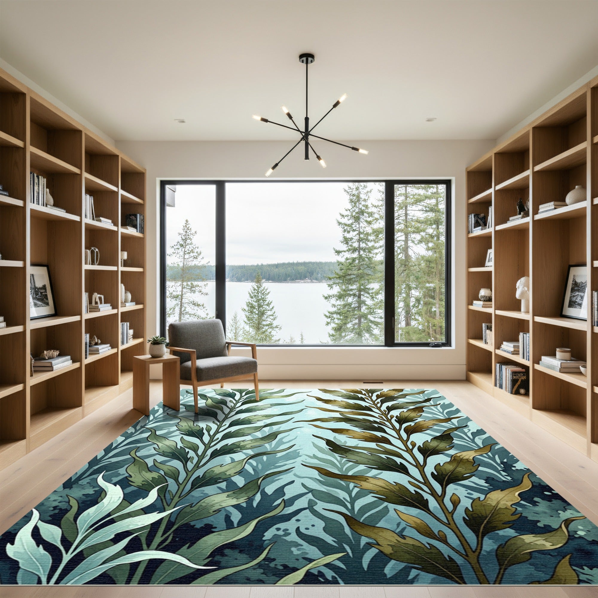 Ethereal Seaweed Frond Botanical Verdant Rug