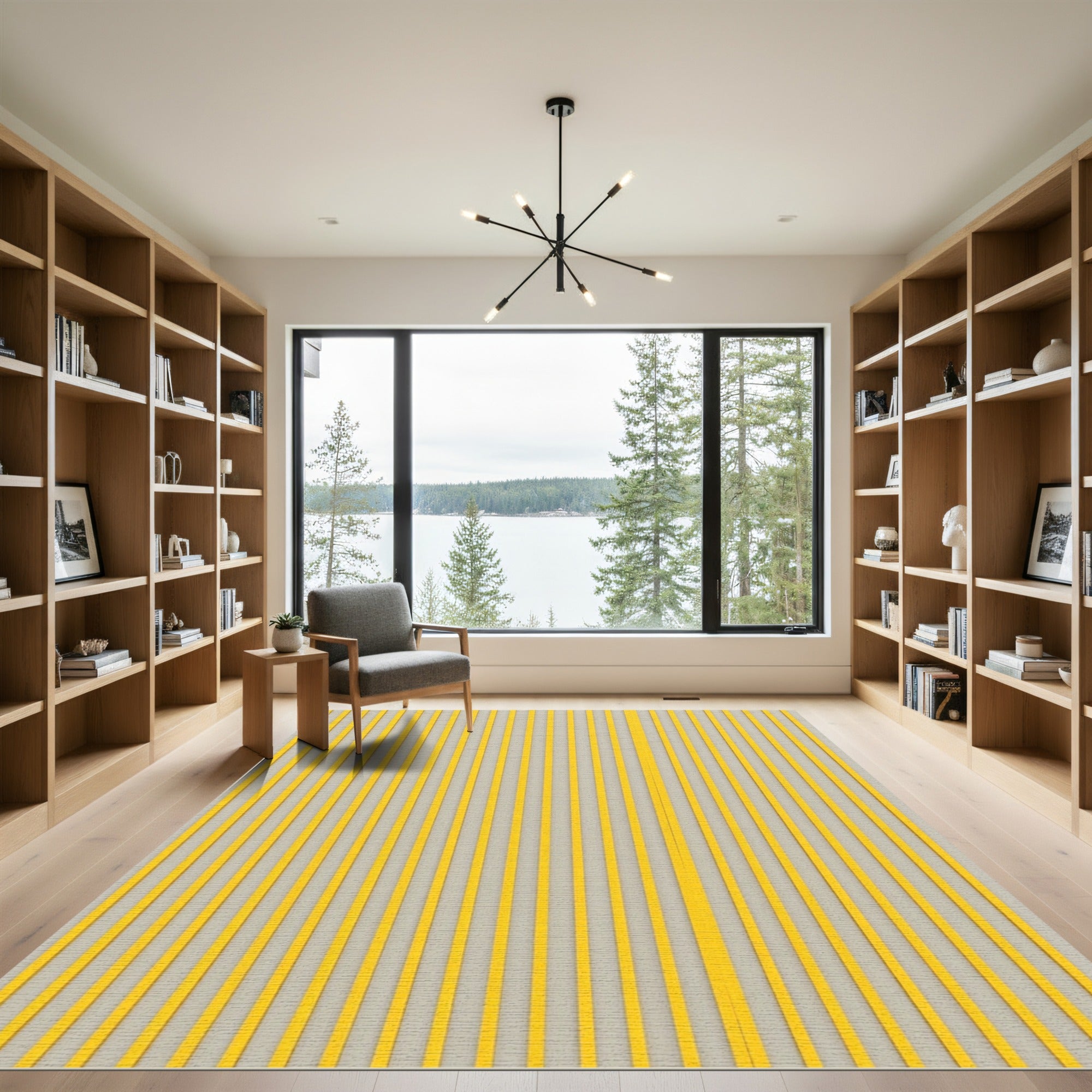 Minimalist Sunny Yellow Vertical Stripe Rug