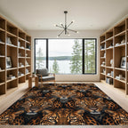 Bold Leopard Face Repeating Pattern Rug