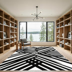 Bold Abstract Monochrome Intersecting Lines Rug