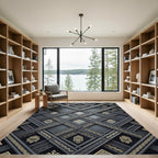 Dark Gold Geometric Lattice Rug