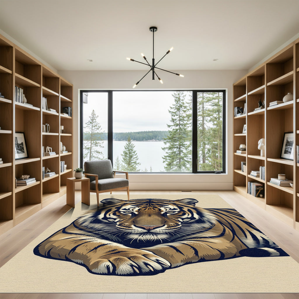Majestic Golden Tiger Portrait Rug