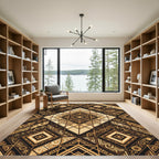 Golden Earth Tone Tribal Diamond Geometry Rug