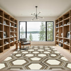 Modern Beige Geometric Hexagon Structure Rug