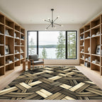 Neutral Earthy Tone Woven Basket Weave Rug