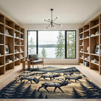 Majestic Elk Herd Mountain Landscape Rug