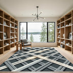 Modern Gray Intersecting Lines Rug