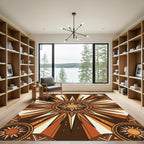 Radiant Golden Sunburst Earthy Geometric Rug