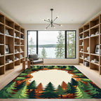 Evergreen Forest Clearing Illustration Rug