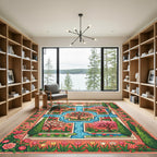 Enchanting Floral Garden Water Feature Rug