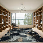 Abstract Charcoal Brush Stroke Ink Rug