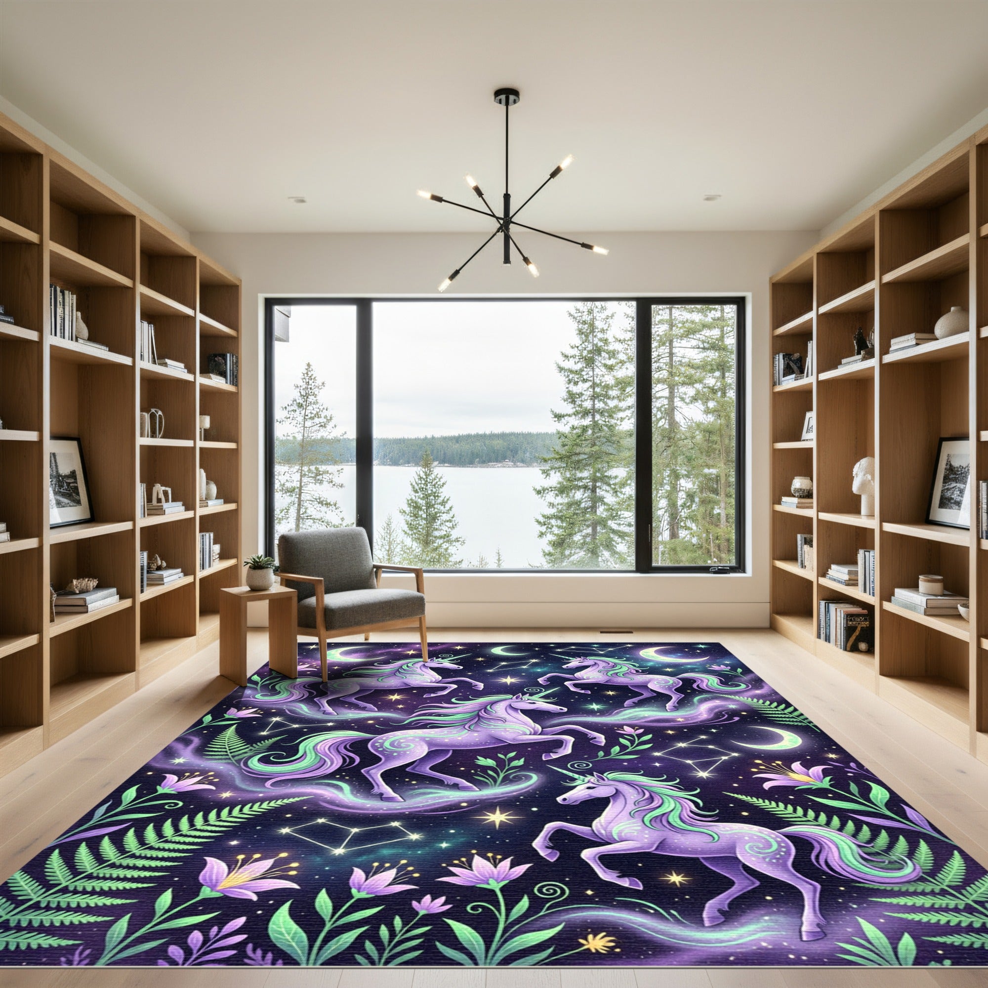 Celestial Unicorn Starry Night Tapestry Rug