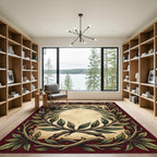Red Laurel Wreath Border Rug