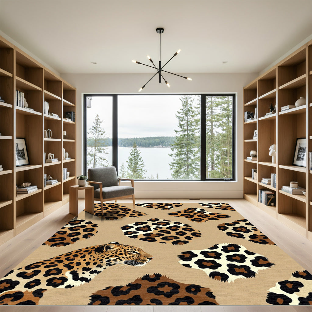 Leopard Spots Scattered Plush Accents Rug